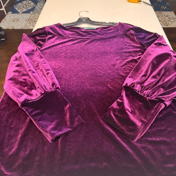 Lauren Ralph Lauren Velour Royal Purple Pullover Top Shirt Blouse size 3X - Picture 6 of 10